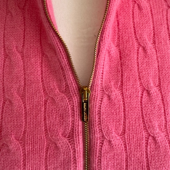 Ralph Lauren NWOT Black Label 100% Cashmere Hot Pink Zip up Cardigan Sweater - Picture 3 of 9